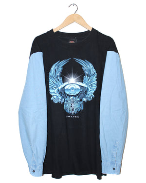 VINTAGE HARLEY DAVIDSON DENIM SLEEVE TEE